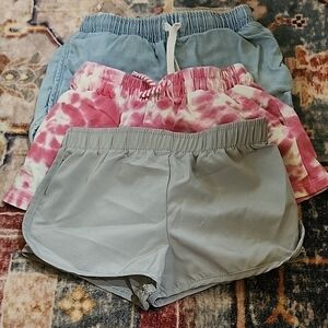 H&M Blue and Pink Casual Shorts with Elastic Waistband
